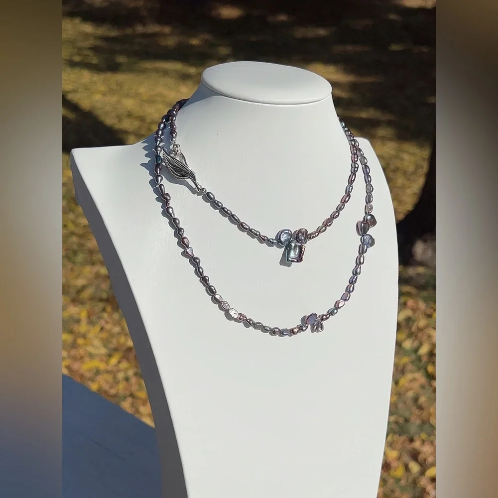 22. Handmade Freshwater Baroque Pearl Long Necklace - Picture 2 of 7